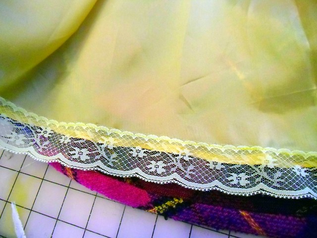 plaid circle skirt - lace