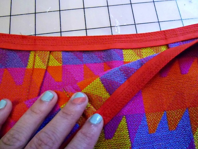 Skirt - crazy stitching at waistband