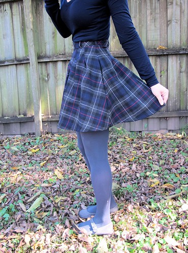 Zinnia Skirt made with plaid wool from Mood Fabrics