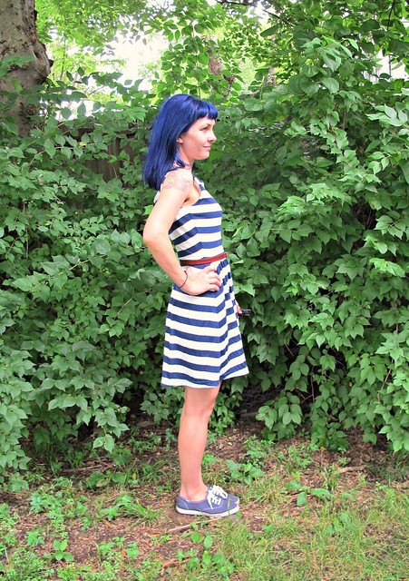 Soma Soft Jersey Striped Dress With Built-In Bra Oceanside Stripe