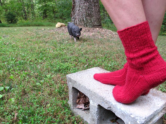 Handknit red socks