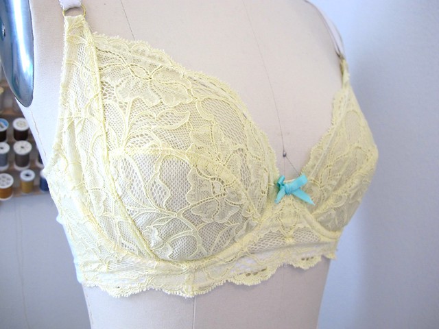 Completed: Yellow Lace Marlborough Bra