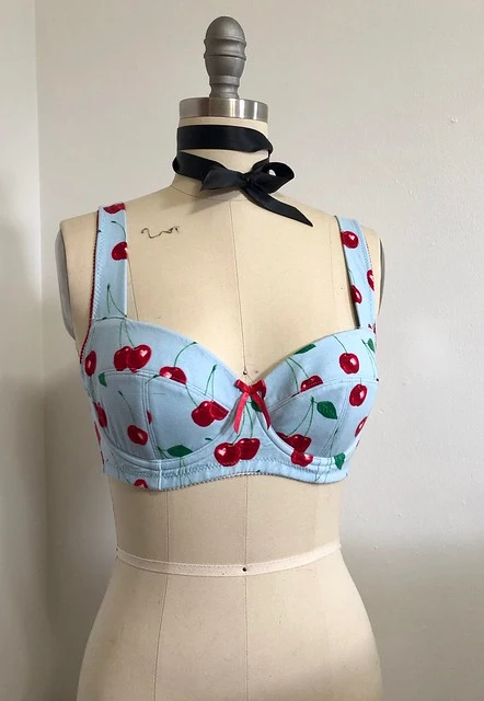 Corset bra with handmade embroidery Fireworks